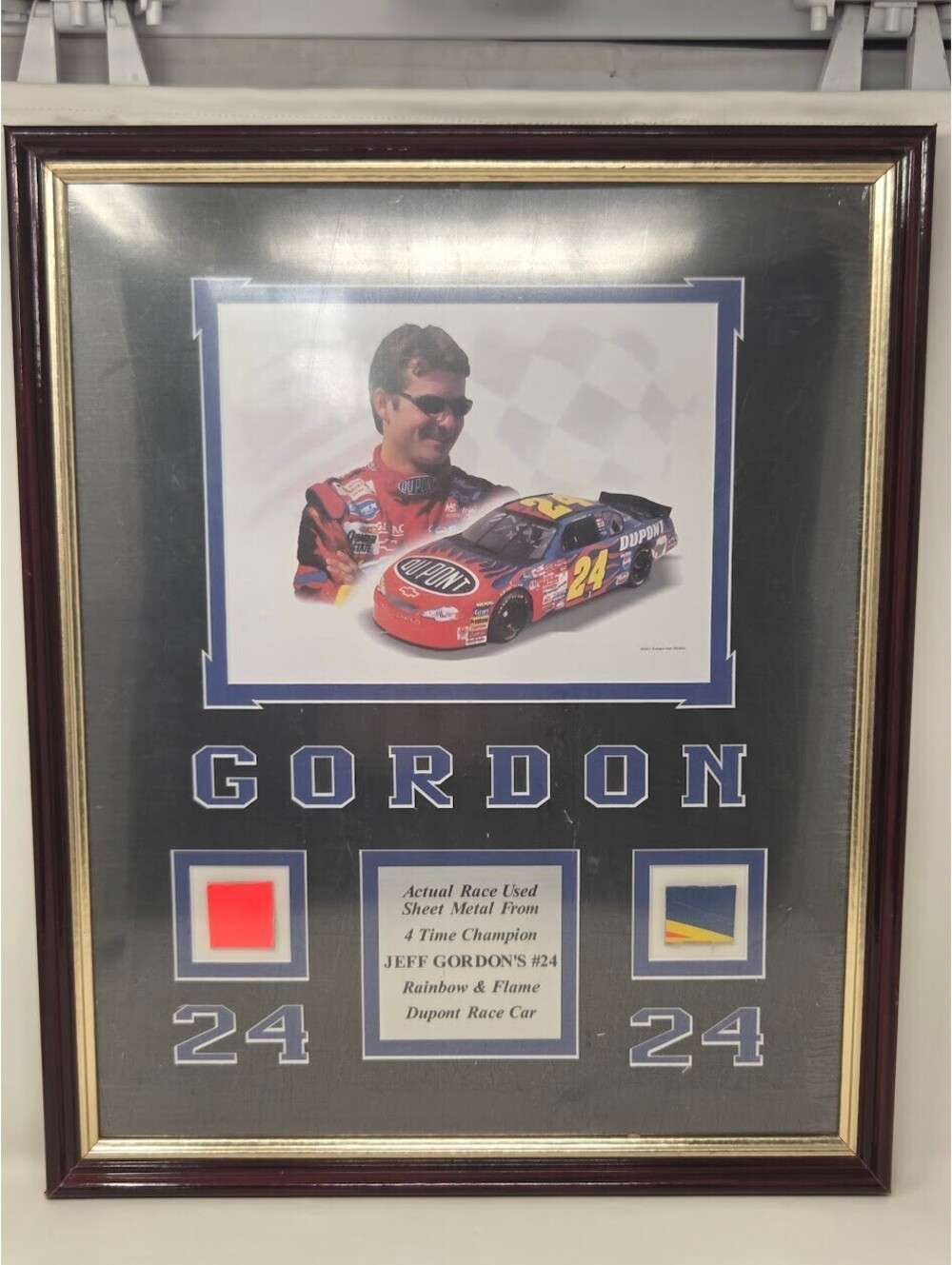Jeff Gordon 24 Framed Race Used Sheet Metal Display With COA NASCAR Car SEALED